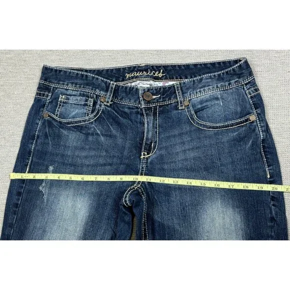 Maurices Womens Cropped Jeans Size 11/12 Long Denim Distressed Blue Low Rise - Picture 7 of 12